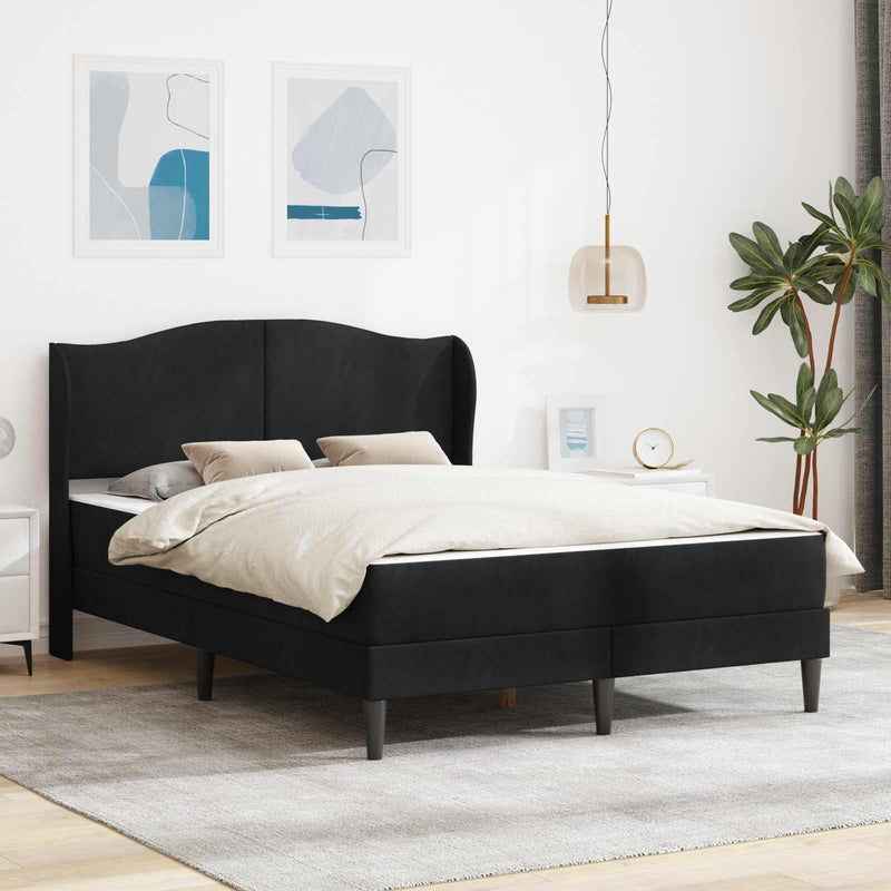 Cadru de pat cu headboard 2 buc. Negru 120 x 190 cm Catifea