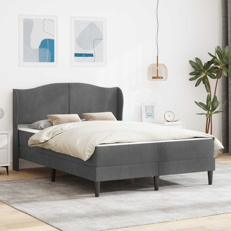 Cadru de pat cu headboard Gri închis 140 x 200 cm Catifea