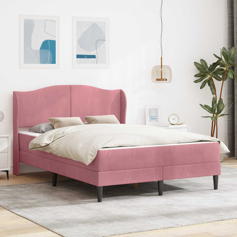 Cadru de pat cu headboard Roz 140 x 200 cm Catifea