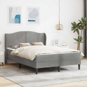 Cadru de pat cu headboard Gri deschis 160 x 200 cm Catifea