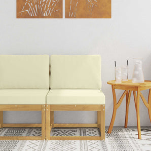 Set de canapele de exterior Alb și crem 59 x 63 x 73 cm