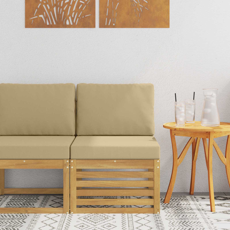 Canapea Medie pentru Exterior Lemn Solid de Acacia Alb