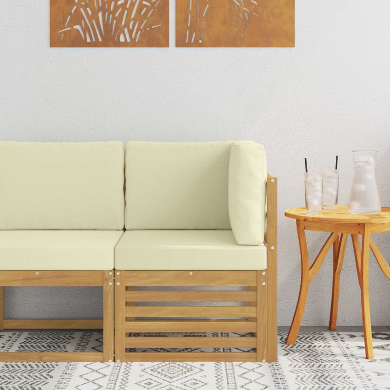Sofa Colțar pentru Exterior Lemn Solid de Acacia Alb