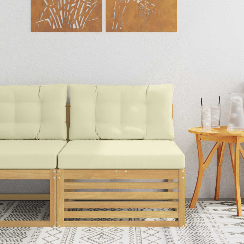 Canapea Medie pentru Exterior Lemn Solid de Acacia Alb