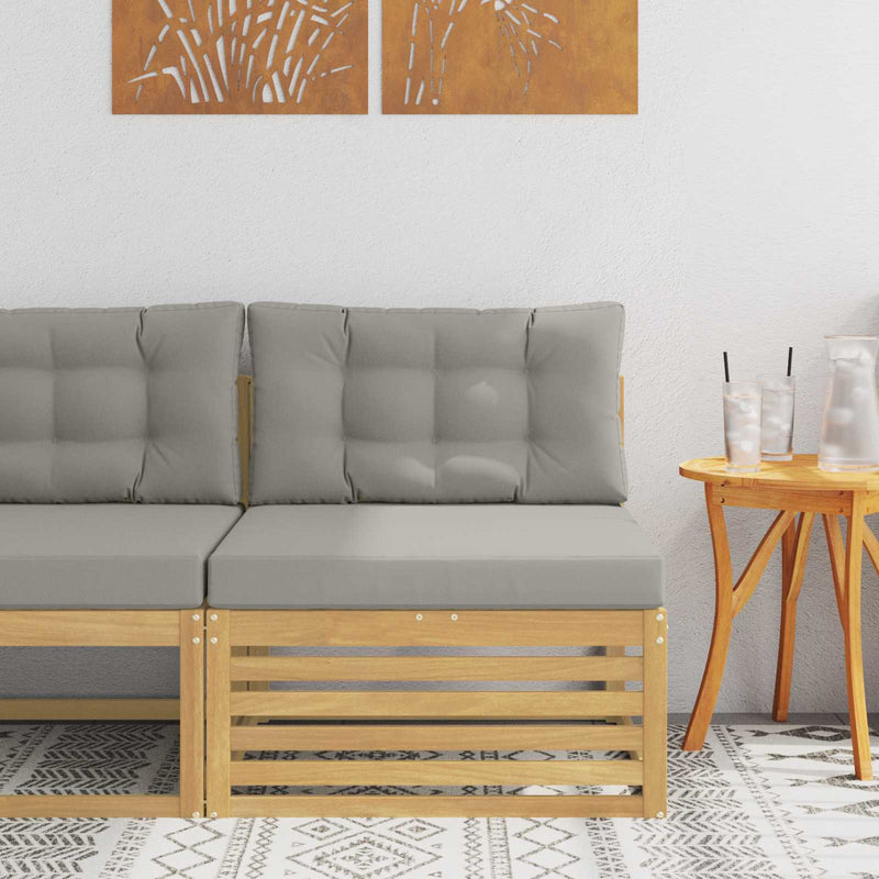 Canapea Medie pentru Exterior Lemn Solid de Acacia Alb