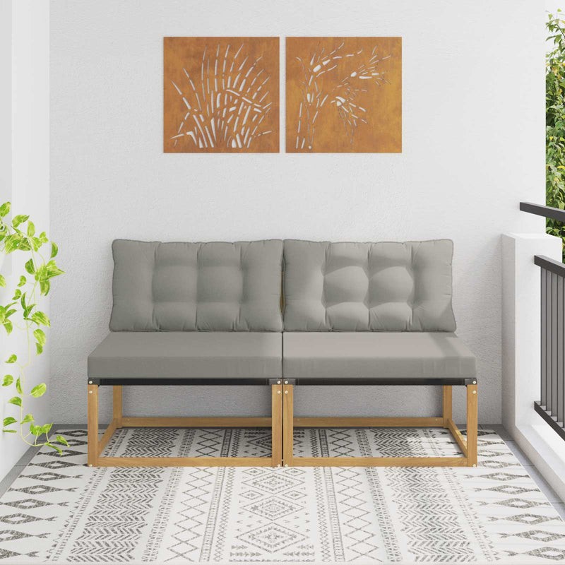 Canapea Medie pentru Exterior Lemn Solid de Acacia Alb
