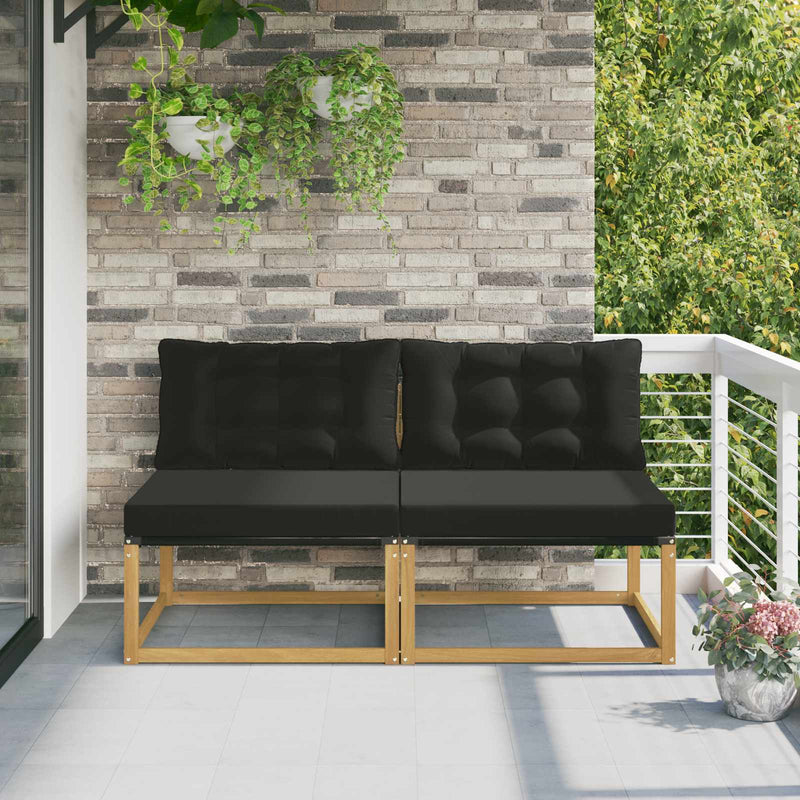 Canapea Medie pentru Exterior Lemn Solid de Acacia Alb