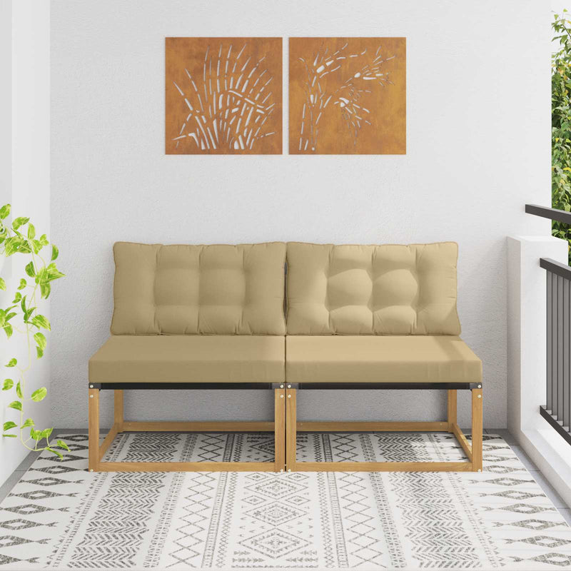 Canapea Medie pentru Exterior Lemn Solid de Acacia Alb