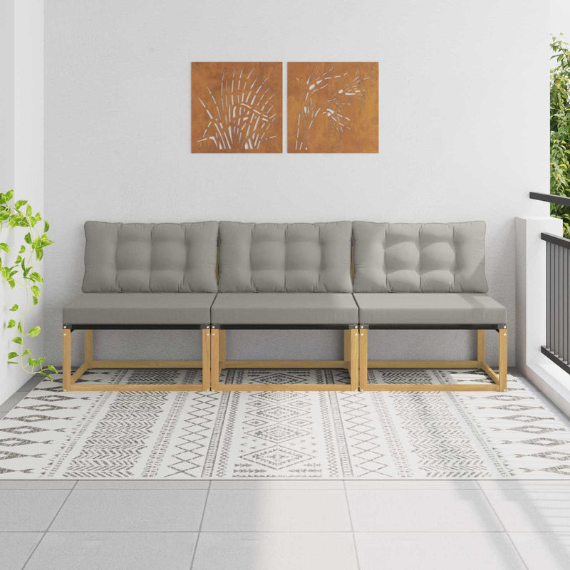 Canapea Medie pentru Exterior Lemn Solid de Acacia Alb