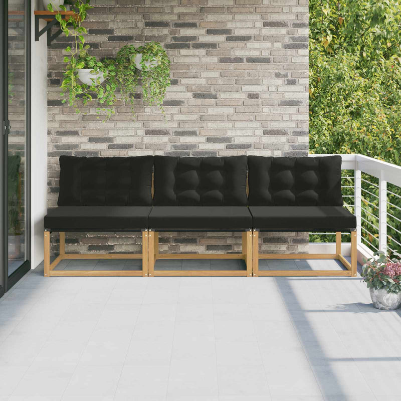 Canapea Medie pentru Exterior Lemn Solid de Acacia Alb