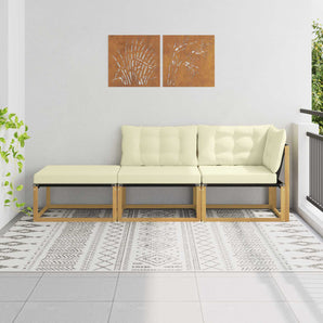 Set de canapele de exterior Lemn Solid de Acacia Alb
