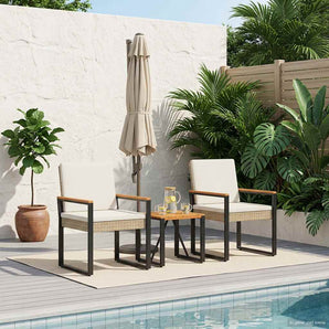 Set de Mobilier pentru Exterior 3 buc. Bej și alb crem