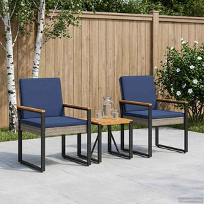 Set de Mobilier pentru Exterior 3 buc. Gri și albastru marin