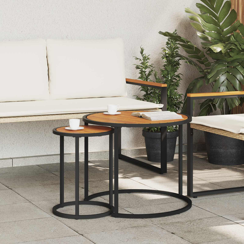 Set de măsuțe de cafea 2 buc. Natural și Negru 55 x 55 x 45 cm