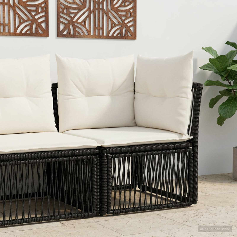 Unitate de sofa unghiulară Negru poliratan