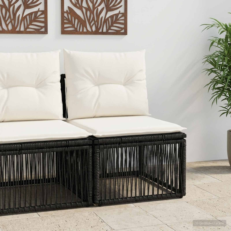 Unitate de sofa fără brațe Negru poliratan