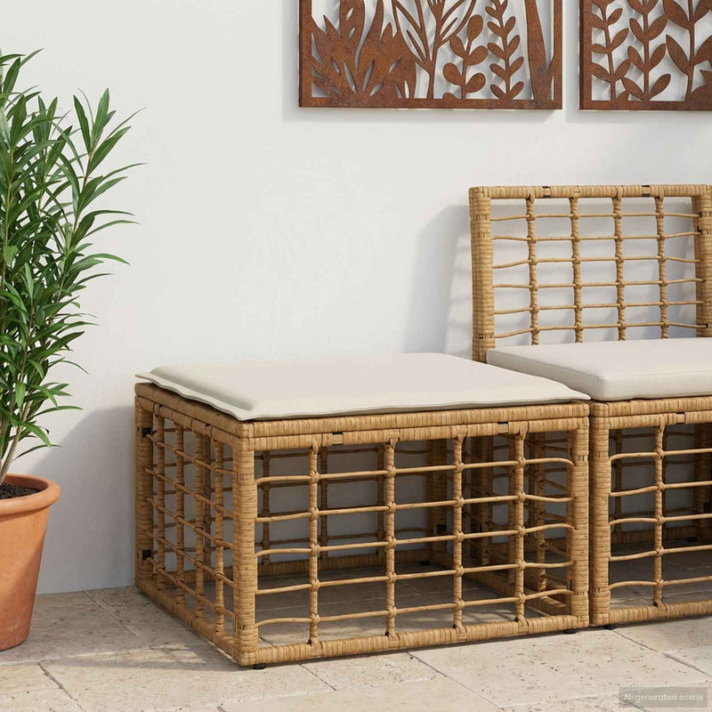 Taburet pentru grădină natural poliratan