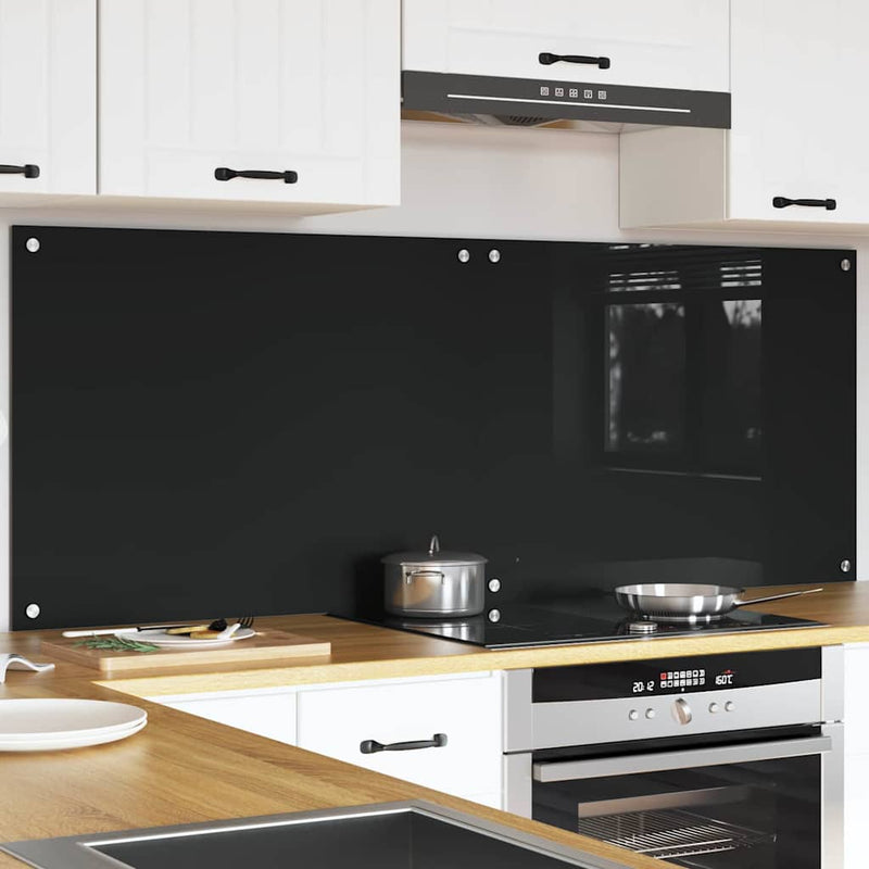 Panou de bucătărie 2 buc. Negru 80 x 60 cm sticlă securizată
