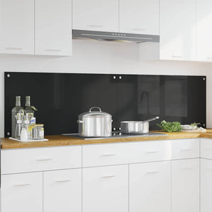 Panou de bucătărie 2 buc. Negru 100 x 50 cm sticlă securizată