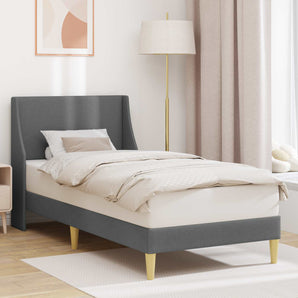 Cadru de pat cu headboard Gri închis 90 x 190 cm Țesătură