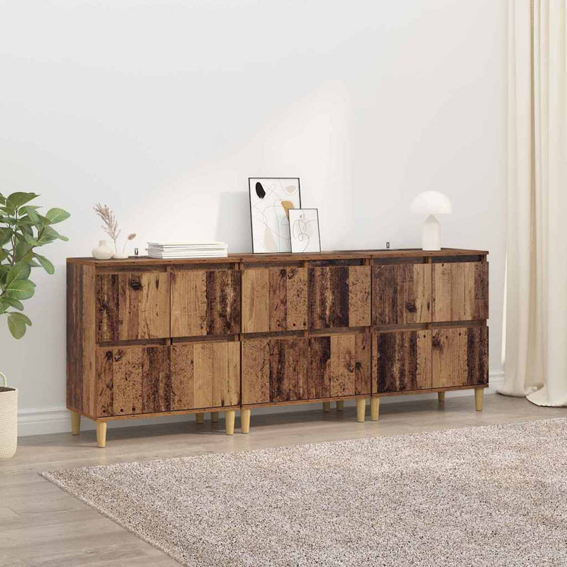 Bufeturi 3 buc. Lemn Vechi 60 x 35 x 70 cm Lemn prelucrat