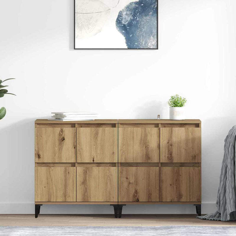 Bufeturi 2 buc. Stejar Artizanal 60 x 35 x 70 cm Lemn prelucrat