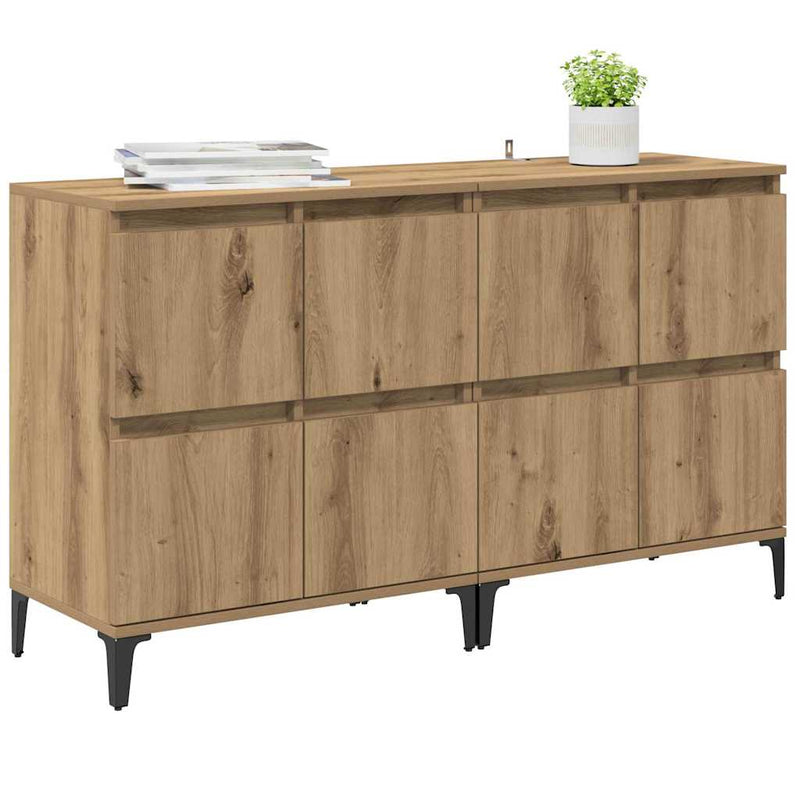 Bufeturi 2 buc. Stejar Artizanal 60 x 35 x 70 cm Lemn prelucrat