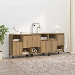 Bufeturi 3 buc. Stejar Artizanal 60 x 35 x 70 cm Lemn prelucrat