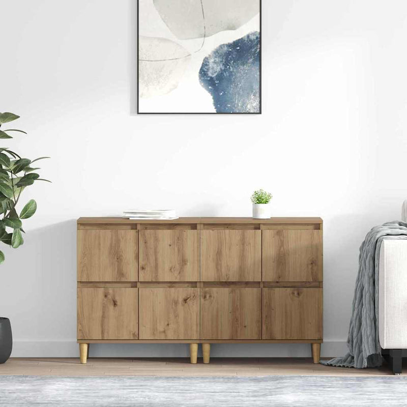 Bufeturi 2 buc. Stejar Artizanal 60 x 35 x 70 cm Lemn prelucrat