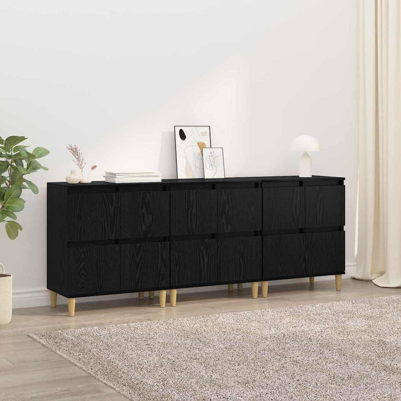 Bufeturi 3 buc. Stejar Negru 60 x 35 x 70 cm Lemn prelucrat