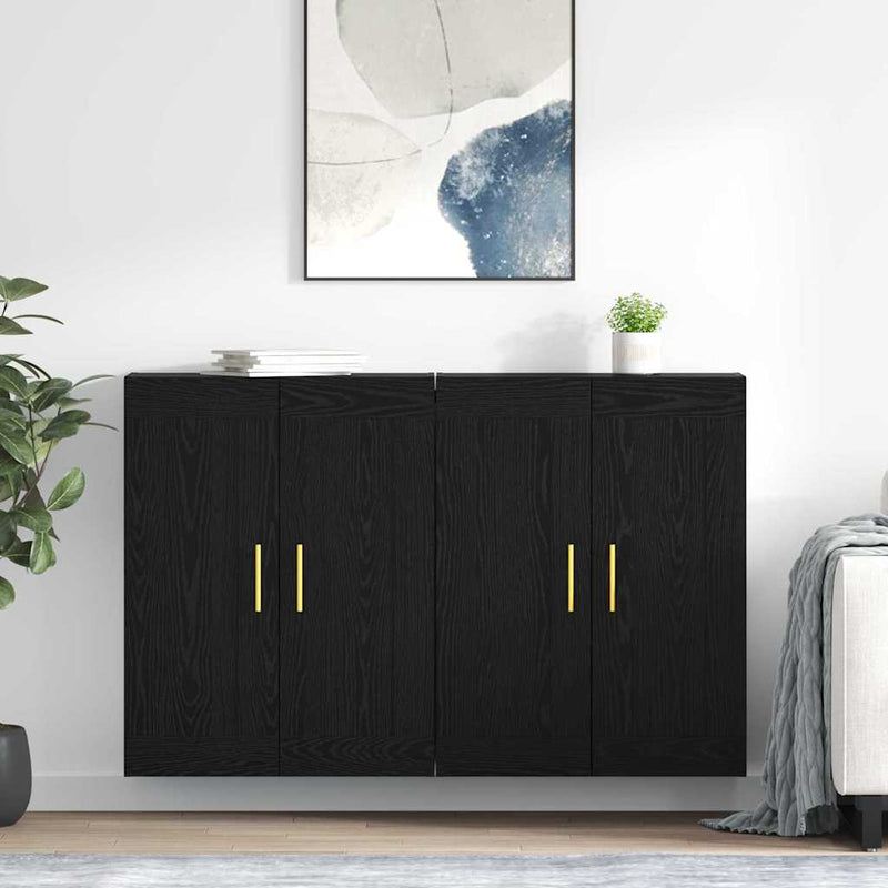 Cabinet suspendat 2 buc. Stejar Negru 69,5 x 34 x 90 cm