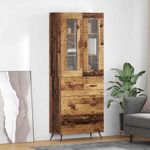 Cabinet înalt cu raft 2 buc. Lemn vechi 69,5 x 34 x 180 cm