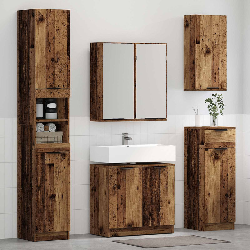 Set de mobilier pentru baie 5 buc. Lemn vechi