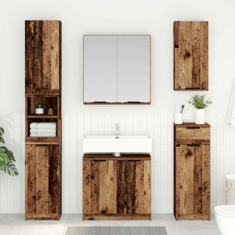 Set de mobilier pentru baie 5 buc. Lemn vechi