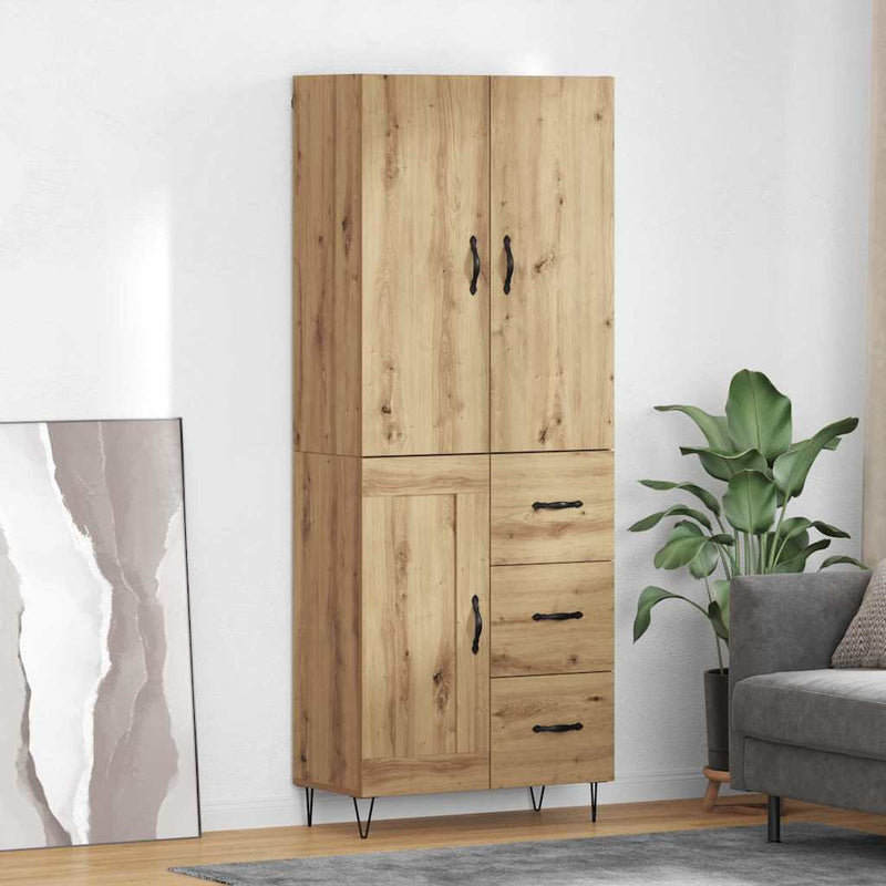 Bufet 2 buc. Stejar Artizanal 69,5 x 34 x 180 cm Lemn prelucrat