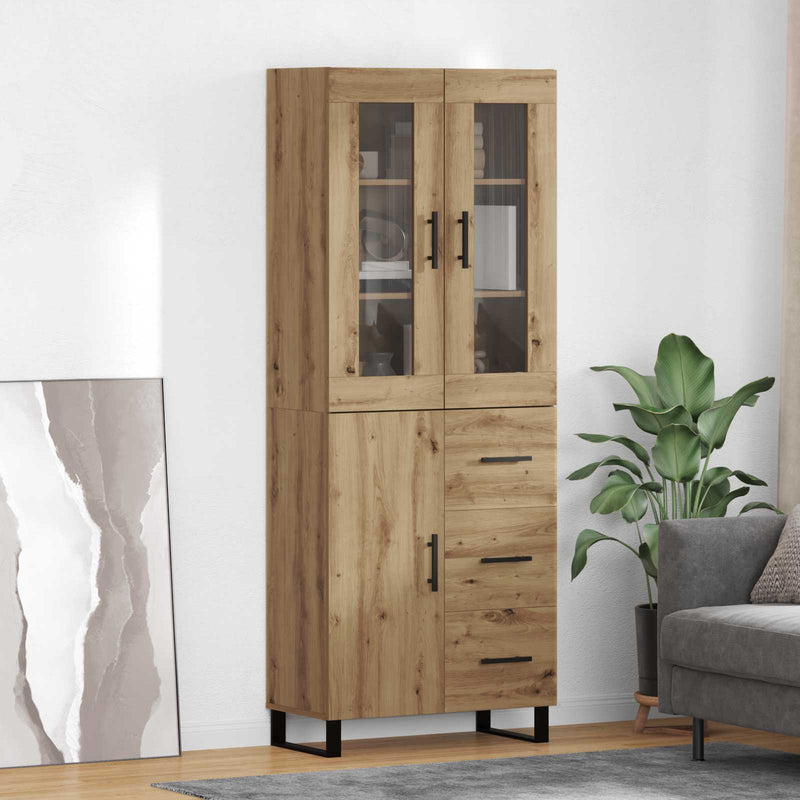 Bufet 2 buc. Stejar Artizanal 69,5 x 34 x 180 cm Lemn prelucrat