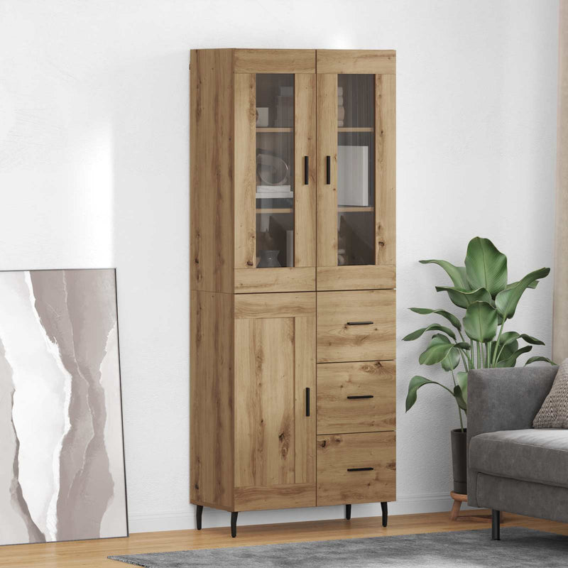 Bufet 2 buc. Stejar Artizanal 69,5 x 34 x 180 cm Lemn prelucrat