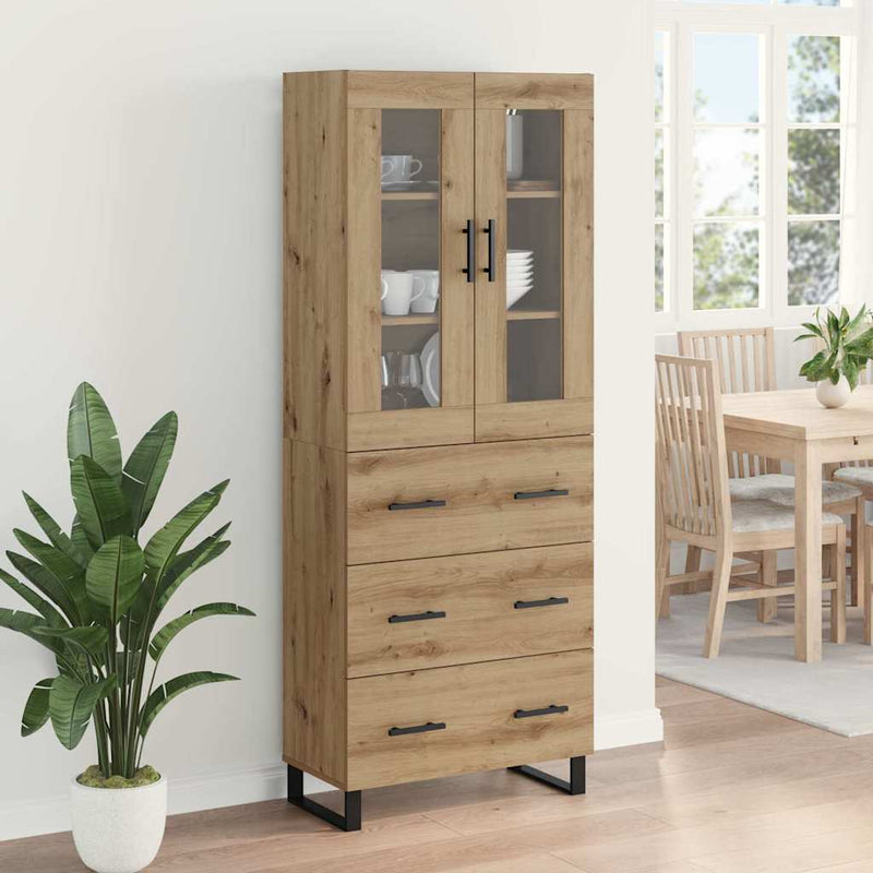 Bufet 2 buc. Stejar Artizanal 69,5 x 34 x 180 cm Lemn prelucrat