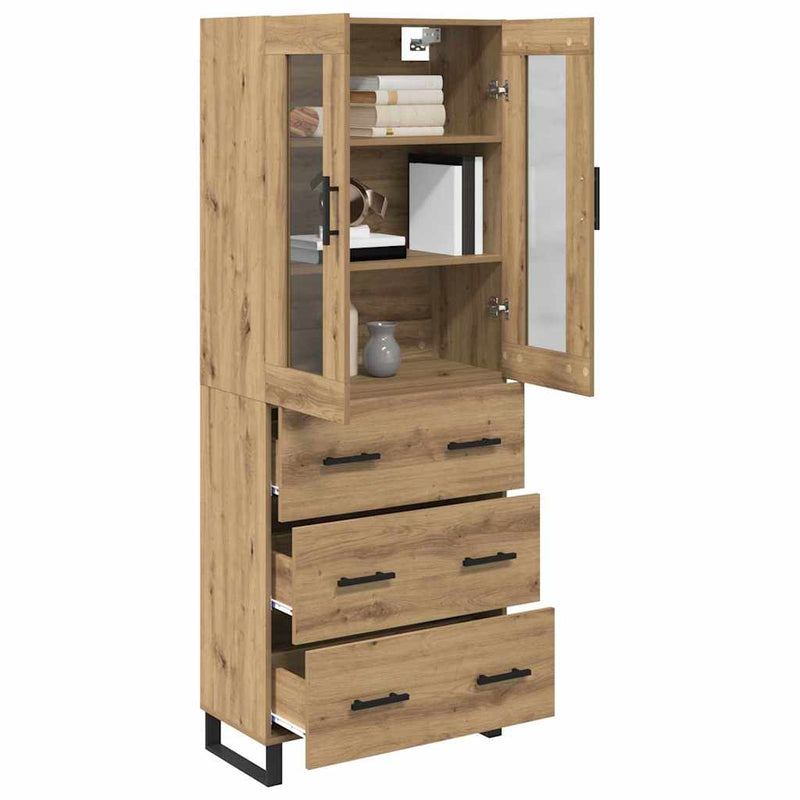 Bufet 2 buc. Stejar Artizanal 69,5 x 34 x 180 cm Lemn prelucrat