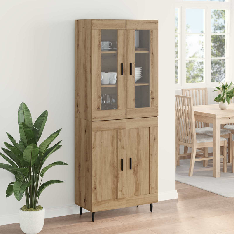 Bufet 2 buc. Stejar Artizanal 69,5 x 34 x 180 cm Lemn prelucrat