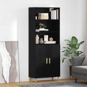 Bufet Stejar Negru 69,5 x 32,5 x 180 cm Lemn prelucrat