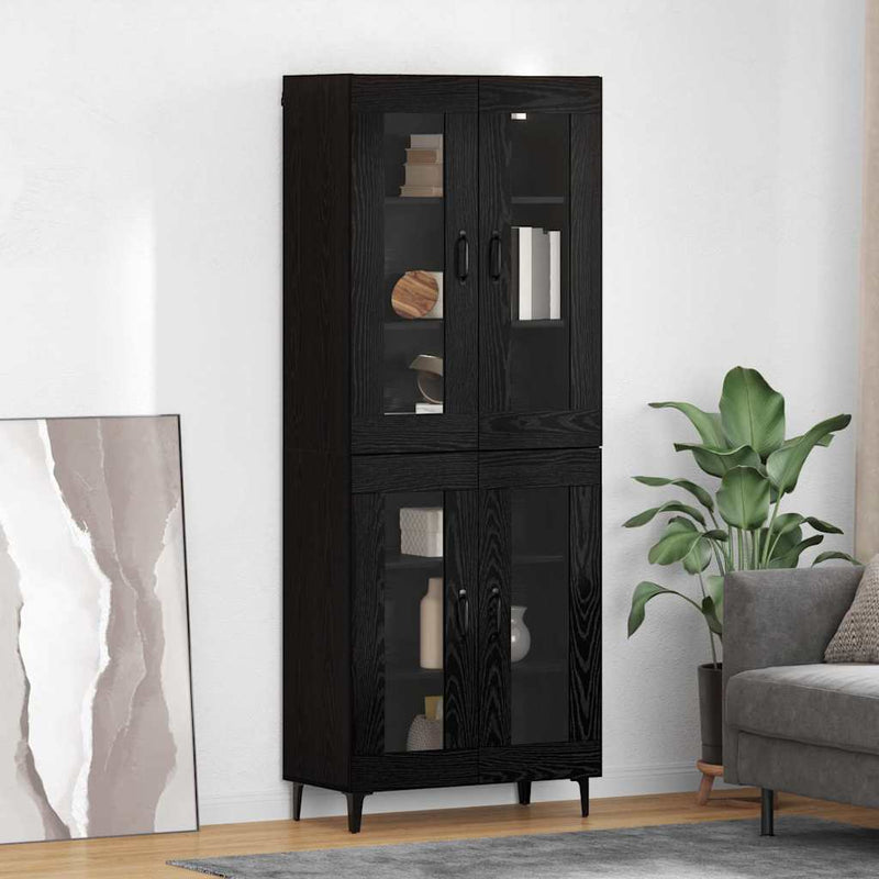 Bufet Stejar Negru 69,5 x 34 x 180 cm Lemn prelucrat