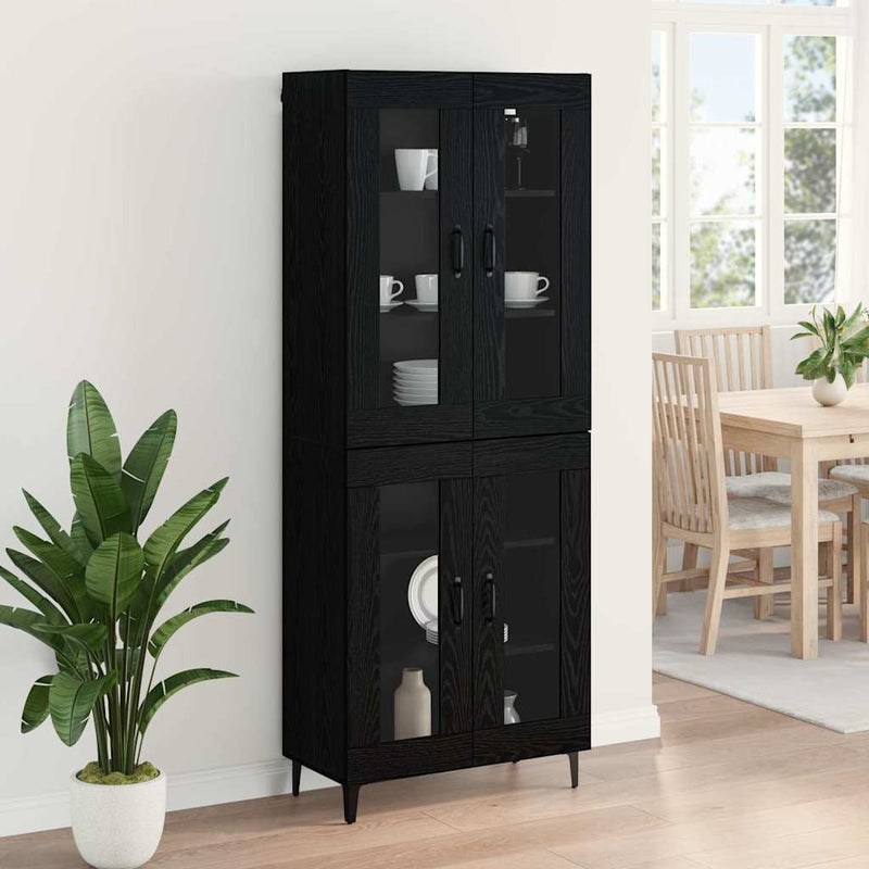 Bufet Stejar Negru 69,5 x 34 x 180 cm Lemn prelucrat