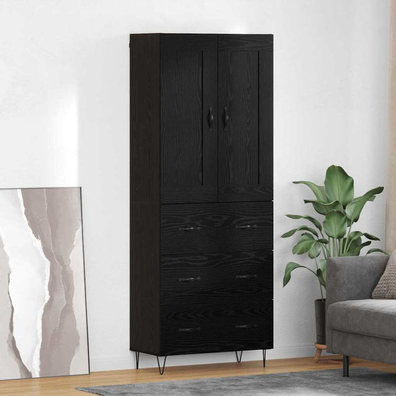 Bufet Stejar Negru 69,5 x 34 x 180 cm Lemn prelucrat