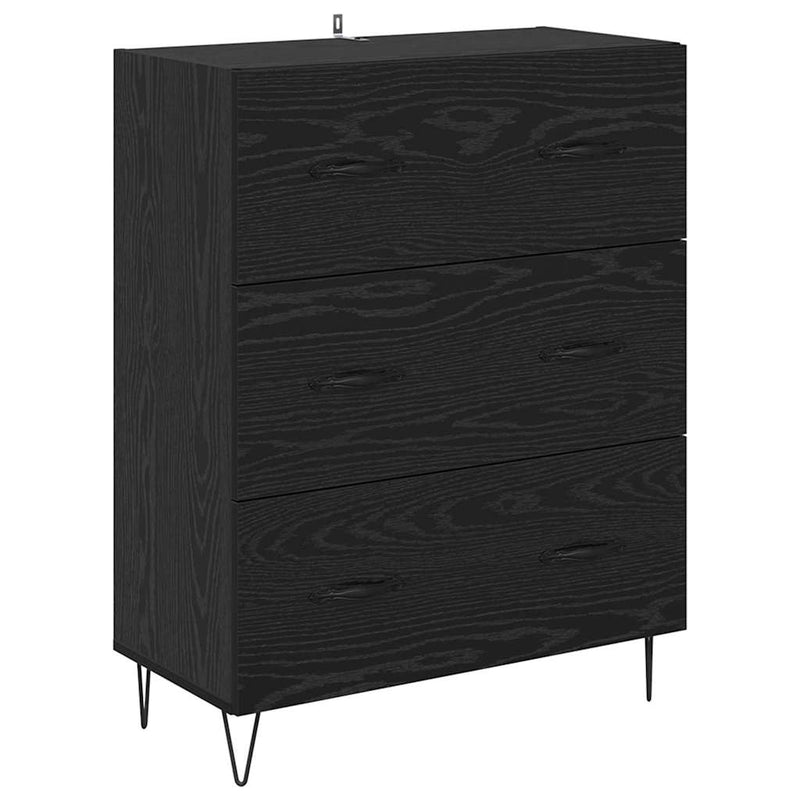 Bufet Stejar Negru 69,5 x 34 x 180 cm Lemn prelucrat