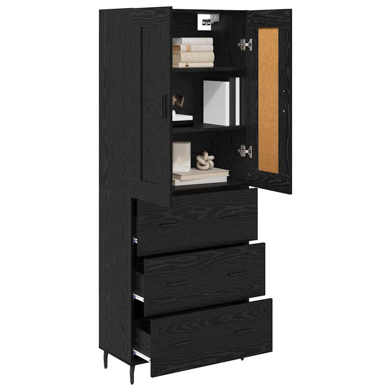 Bufet 2 buc. Stejar Negru 69,5 x 34 x 180 cm Lemn prelucrat