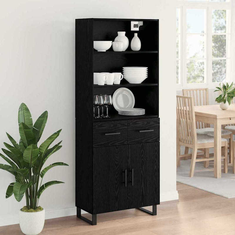 Bufet 2 buc. Stejar Negru 69,5 x 34 x 180 cm