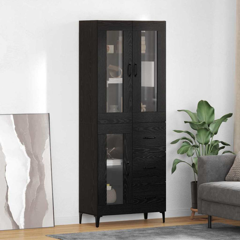 Bufet Stejar Negru 69,5 x 34 x 180 cm Lemn prelucrat