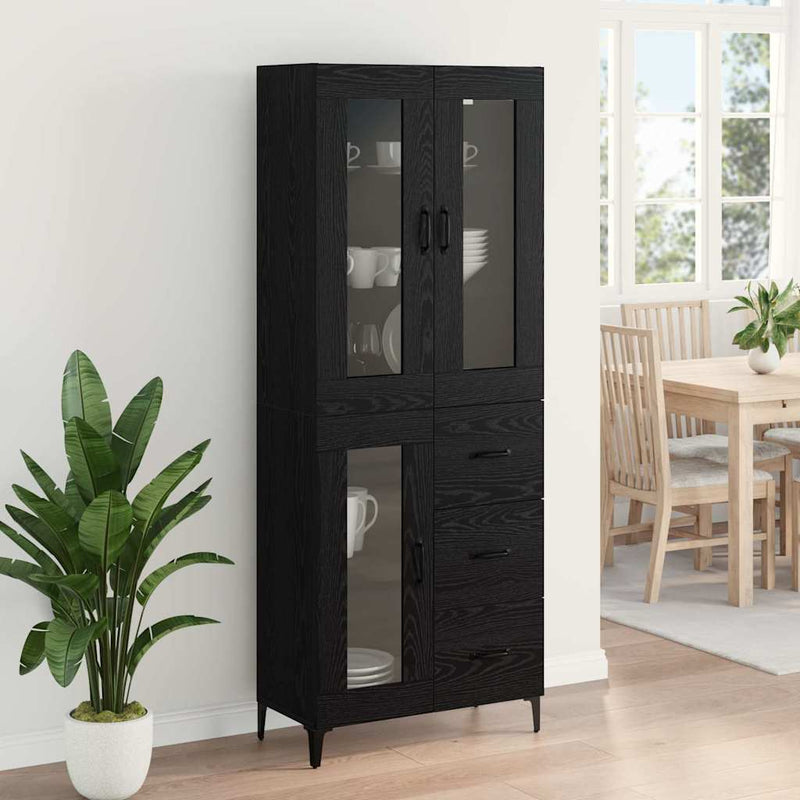 Bufet Stejar Negru 69,5 x 34 x 180 cm Lemn prelucrat
