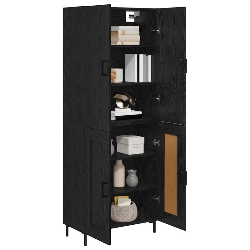Bufet Stejar Negru 69,5 x 34 x 180 cm Lemn prelucrat